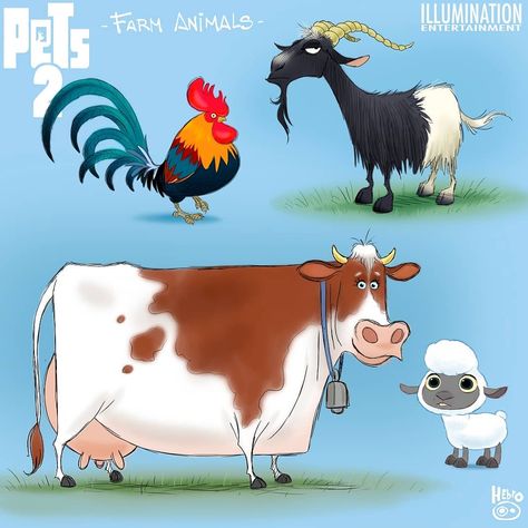 Daniel Fernandez Casas on Instagram: “- FARM ANIMALS -  Few years ago, Illumination Mac Guff offered me the opportunity to work on Pets 2 as a freelance-character designer.  I…” Cow Character Design, Tractor Illustration, Cow Sketch, Fall Fair, Cow Drawing, Animal Caricature, Cat Work, Farm Cow, Character Designer