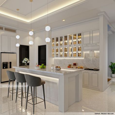 Meja Island Kitchen, Korean Modern House Interiors, Korean Modern House, Meja Island, House 3 Floors, Mediterranean House Design, Emporio Architect, Modern House Interior, Desain Editorial