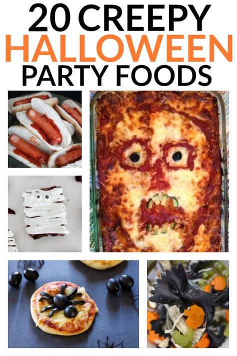 Halloween Party Food Skeleton, Halloween Party Gross Food, Scary Themed Food, Zombie Halloween Party Food Ideas, Scary Halloween Finger Foods, Halloween Body Part Food Ideas, Halloween Finger Foods For Adults, Creepy Halloween Party Food, Halloween Party Food Ideas Main Course