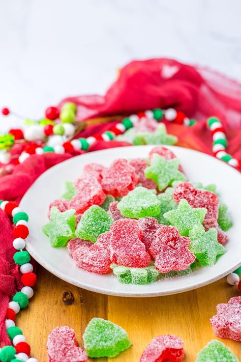 Homemade Gumdrops are so fun to make using just a handful of ingredients. They're the perfect Holiday treat and make great gifts. We love making this easy gumdrop recipe every year! Christmas Gumdrops, Homemade Gumdrops, Gumdrop Recipe, Jello Flavors, Christmas Candy Homemade, Fruity Treats, Easy Christmas Treats, Candy Recipes Homemade, Christmas Candy Recipes