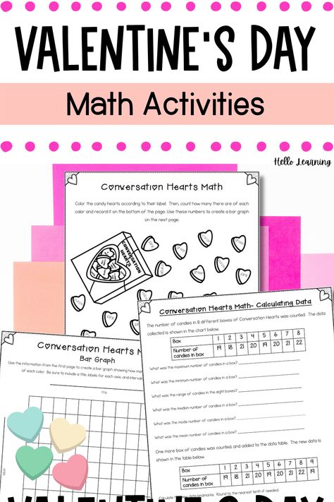 Have fun on Valentine's Day while still focusing on academics with this post all about math ideas & activities perfect for the holiday! 4th grade and 5th grade students will love these Valentine's Day project based learning activities, worksheets and hands on learning ideas. Use these Valentine's Day math activities in fourth grade & fifth grade math centers, for morning work, as early finishers or enrichment. Click to get some fun Valentine's Day ideas to use with your upper elementary 4th Grade Valentines Ideas, Small Group Math Activities, Activities For 1st Graders, Valentine Math Activities, Plot Activities, Holiday Math Activities, Watercolor Classroom, Elementary Stem Activities, Elementary Stem