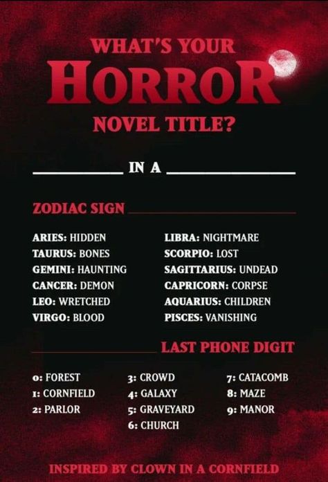 Horror Book Title Generator, Creepy Names Ideas, Creepy Names, Horror Story Ideas, Book Title Generator, Scary Names, Horror Ideas, Halloween Writing Prompts, Story Help