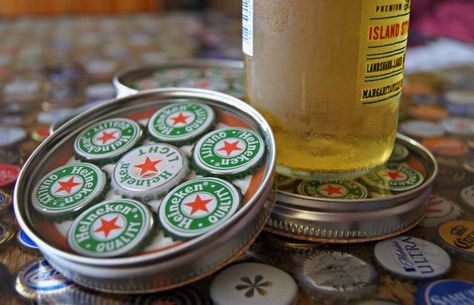 iowa+beer+bottle+cap+table+design | Bottle Cap Coaster / Beer / Heineken / Green by 57RIK3R on Etsy Bottle Cap Coasters, Beer Bottle Cap Crafts, Beer Crafts, Bottle Cap Table, Bottle Cap Projects, Jolly Ranchers, Beer Bottle Caps, Beer Bottle Cap, Bottle Cap Art