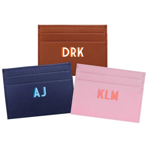 Shadow Monogram Leather Cardholder - Sprinkled With Pink Custom Leather Phone Case, Wallet Essentials, Shadow Monogram, Leather Cardholder, Leather Credit Card Holder, Card Holder Case, Embroidered Towels, Clip Wallet, Monogrammed Leather