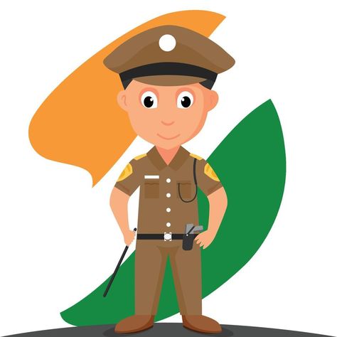 Isolated Indian Cute Cartoon Police flat vector Police Images, Community Helpers Pictures, Police Pictures, Police Drawing, Police Cartoon, Community Helpers Preschool Crafts, Police Crafts, Indian Police Service, Indian Police