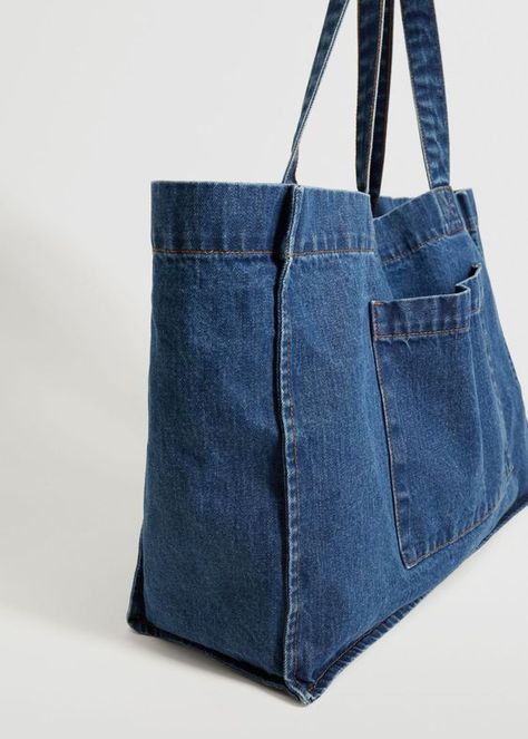 MANGO Shopper Damen blau Größe one size #jeansbagdiyideas #jeansbagdiyeasy #jeansbagdiypattern Jeans Bags Ideas, Denim Bags From Jeans, Diy Jean Bag, Tas Denim, Mochila Jeans, Denim Bag Patterns, Denim Bag Diy, Diy Jeans, Sustainable Bag