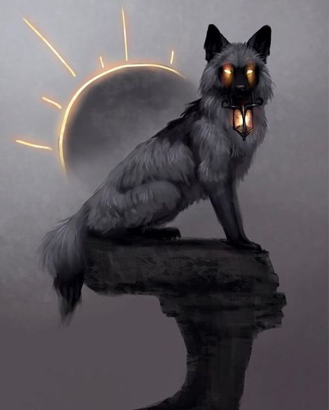 Silver fox A Wolf, Silver Fox, Art Digital, Digital Painting, The Moon, The Sun, Fox, Sketch, Moon