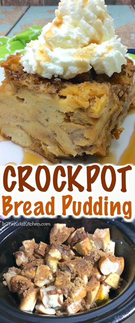 Instapot Bread Pudding, Crockpot Bread Pudding, Bread Pudding Recipe Crockpot, Bread Crockpot, Crock Pot Bread Pudding, Crockpot Bread, Bread Pudding Dessert, Breakfast Crockpot, Pot Bread