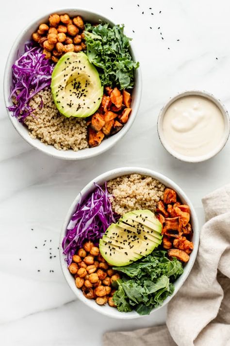 Buddha Bowl Chickpeas, Buddha Bowl Aesthetic, Healthy Bowls Dinner, Nourish Bowl Vegan, Vegan Nourish Bowl, Nourish Bowl Aesthetic, Raw Vegan Buddha Bowl, Vegan Sweet Potato Chickpea Buddha Bowl, Budah Bowl Vegan