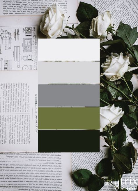 Grey Green Bedrooms, Grey Colour Scheme Bedroom, Color Palette White, Aesthetic Color Palette, Olive Green Bedrooms, Black And Grey Bedroom, Silver Color Palette, Olive Green Weddings, Green Apartment