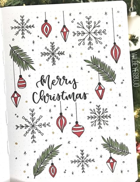 Merry Christmas To Everyone, Bullet Journal Christmas, Xmas Drawing, December Bullet Journal, Planner Themes, Diy Photo Book, Bullet Journal Ideas Templates, Bullet Journal Tracker, Pretty Journals