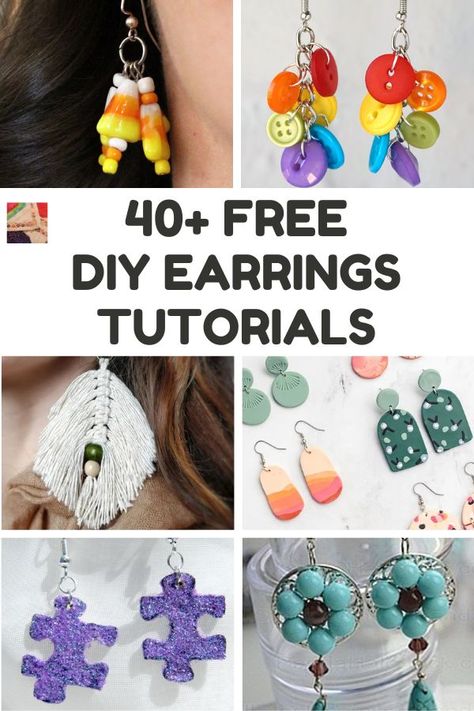 Learn how to make DIY earrings, including drop, DIY hoop earrings, dangles, studs, using beads, macrame, polymer clay earrings DIY, ribbons, feathers, lace, and more! Diy Hoop Earrings, Polymer Clay Earrings Diy, Diy Lace Earrings, Clay Earrings Diy, Make Your Own Earrings, Diy Earrings Tutorial, Diy Earrings Dangle, Earrings To Make, Beads Macrame