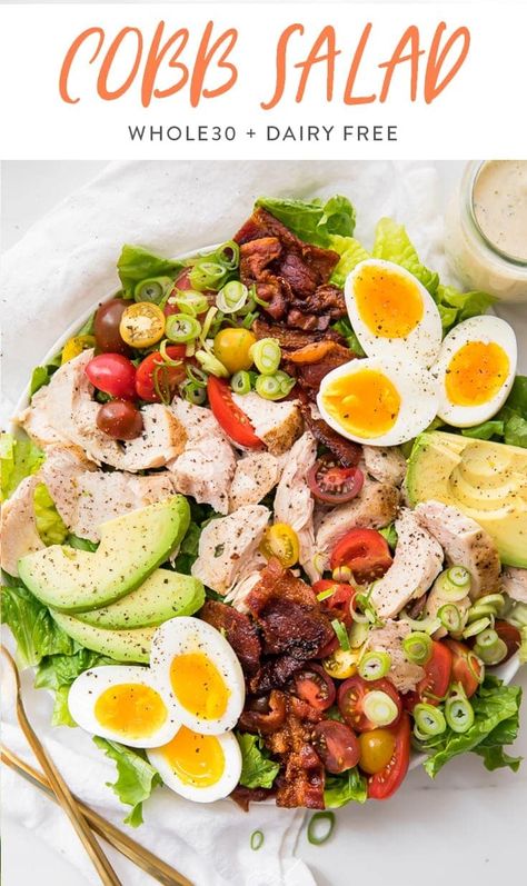 Healthy Cobb Salad, Vegetarian Cabbage Soup, Chicken Bacon Avocado, Jammy Eggs, Filling Salad Recipes, Chicken Cobb Salad, Classic Cobb Salad, Clean Dinner Recipes, Clean Eating Vegetarian Recipes