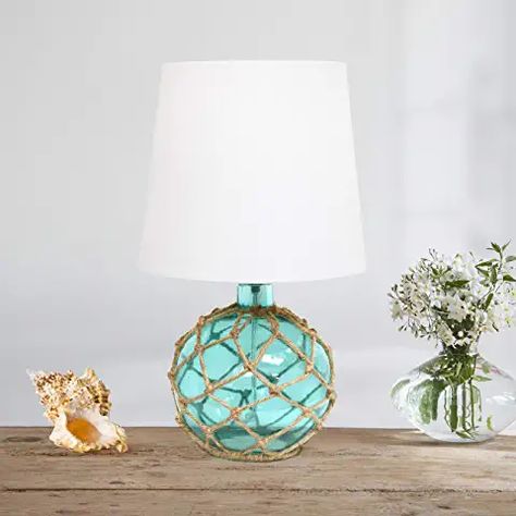 Amazon.ca : coastal decor Sea Glass Table, Nautical Lamps, Round Table Lamp, Nautical Table, Fabric Empire, Colored Rope, Aqua Glass, Floor Table, Beach Cottage Style