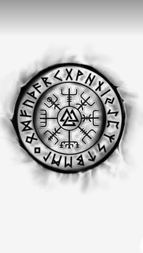 Norse Compass Tattoo Design, Nordic Compass Tattoo, Vegvisir Tattoo Design, Valknut Tattoo, Viking Compass Tattoo, Compass Tattoo Men, Viking Warrior Tattoos, Family Tattoos For Men, Nordic Symbols