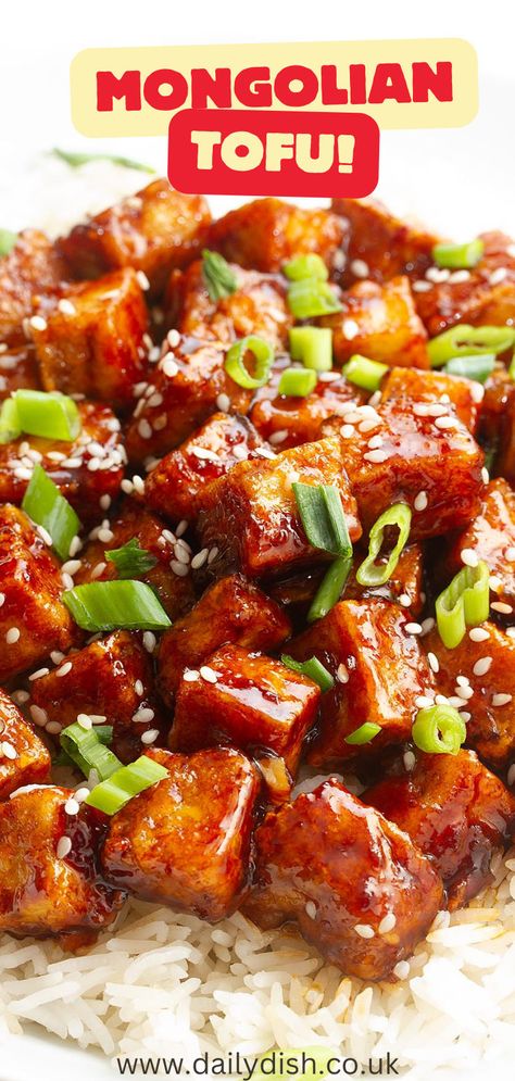 Crispy Mongolian Tofu Vegan Asian Tofu Recipes, Spicy Crispy Tofu, Vegan Wok Recipes, Medium Tofu Recipes, Tofu Meal Ideas, Chinese Food Recipes Vegetarian, Mongolian Tofu, Grated Tofu, Chinese Tofu Recipes