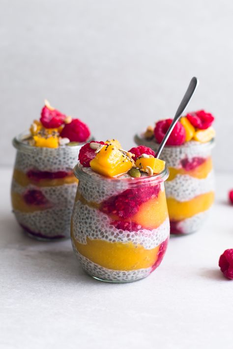 Raspberry Chia Seed Pudding, Mango Chia Pudding, Chia Seed Recipes Pudding, Chia Seed Recipes, Chia Pudding Recipes, Chia Seed Pudding, Diet Guide, Vegan Kitchen, 100 Calories