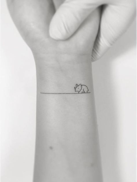 Rhino Tattoo, Dinosaur Tattoo, Petit Tattoo, Dinosaur Tattoos, Tattoo Trend, Shape Tattoo, Tattoos Geometric, Disney Tattoo, Tiny Tattoo