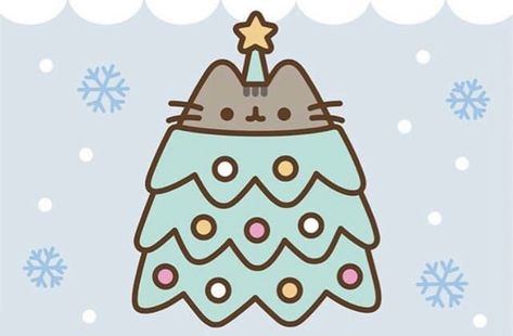 pusheen winter wallpaper!! Pusheen Thanksgiving Wallpaper, Pusheen Christmas Wallpaper Iphone, Pusheen New Year, Pusheen Winter, Pusheen Cat Christmas, Poosheen The Cat, Pusheen Christmas, Cute Christmas Backgrounds, Christmas Desktop Wallpaper