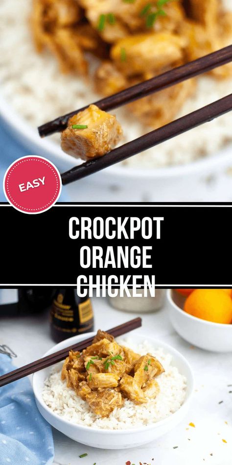 Crockpot orange chicken is an easy dinner you can make at home. Pieces of juicy chicken breast are slowly cooked to perfection with zesty flavors and seasonings, making a delicious meal just in time for dinner. Slow Cooker Orange Chicken, Crockpot Orange Chicken, Juicy Chicken Breast, Easy Orange Chicken, Orange Chicken Crock Pot, Chicken Chunks, Orange Chicken Recipe, Cooking For Beginners, Orange Chicken