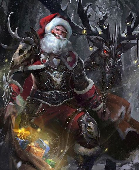 Check out these awesome Santa pix I found on @doom.world's page!  Badass Santa and armoured reindeer!  Art by @RedPencilCreations  #SantaClaus #Santa #Christmas #MerryChristmas #Christmas2015 #StNick #KrisKringle #reindeer #Rudolph #RudolphTheRedNosedReindeer #armor #cigar #FatherChristmas Scary Christmas, Christmas Horror, Bad Santa, Creepy Christmas, Dark Christmas, Red Pencil, Arte Fantasy, Holiday Art, Pencil Art