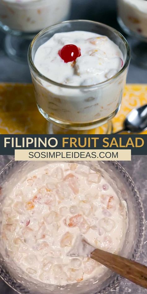 Fruit Salad With Cream Cheese, Fruit Salad With Whipped Cream, Fruit Salad With Cream, Filipino Fruit Salad, Salad Cobb, Salad Macaroni, Salad Simple, Salad Kale, Fruit Salad Easy