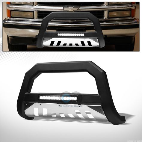 ad eBay - For 92-99 CK Suburban/Tahoe/Yukon Matte Blk/Skid AVT Aluminum LED Light Bull Bar - Buy Now, click the link (eBay) C10 Trucks, Bull Bar, Chevy C10, Bar Items, Sierra 1500, Hyundai Sonata, Toyota Camry, Pickup Trucks, Ebay Finds