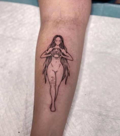 Cancerian Woman Tattoo, Tattoo Goddesses, Goddess Of Beauty Tattoo, Women Goddess Tattoo, Goddess Body Tattoo, Goddess Tattoo Ideas, Devine Goddess Tattoo, Plus Size Goddess Tattoo, Cancerian Goddess Tattoo