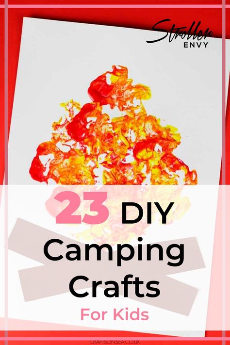 Heading on a camping adventure with the kids this year? These DIY Camping Crafts For Kids are a must see! There are crafts and activities for kids of all ages, including rainy day crafts, just in case the sun isn't shining one day. #strollerenvy #campingcraftsforkids #campingactivitiesforkids Preschool Crafts Camping, Camping Arts And Crafts For Toddlers, Camping Art Projects For Toddlers, Camping For Preschool, Camping Kids Crafts, Camping Crafts For Infants, Camping Art For Infants, Camping Crafts For Kids Preschool, Tent Craft Preschool