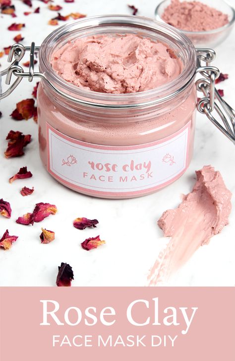 Clay Face Mask Diy, Label Minuman, Rose Clay Face Mask, Obličejové Masky, Rose Skincare, Make Up Diy, Savon Diy, Săpunuri Handmade, Diy Beauty Products