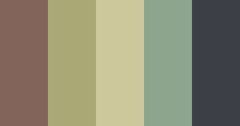 Pretty Color Pallets, Green Gray Color Palette, Green Pallets, Color Pallets Green, Blue Green Brown Color Palette, Grunge Color Palette, Green Color Scheme, Types Of Color Schemes, Flat Color Palette