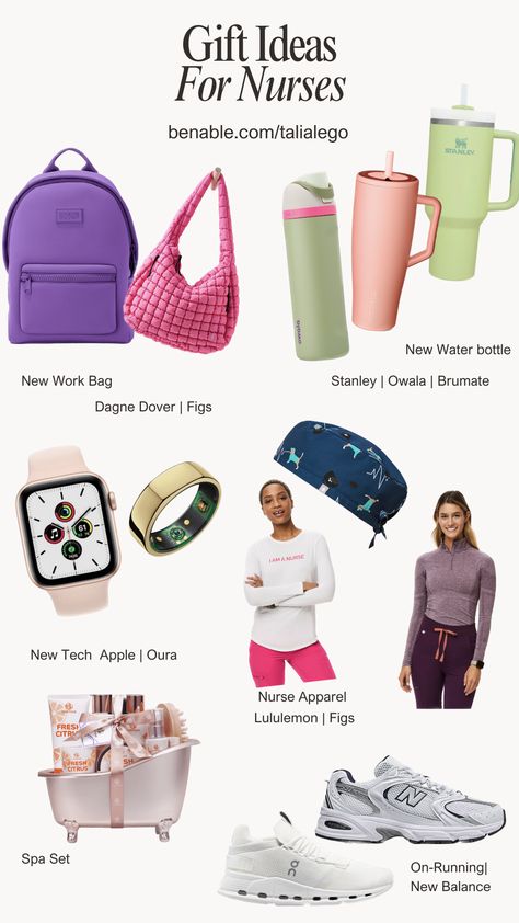 Show appreciation to the healthcare superheroes in your life with our curated Nurses Gift Guide. Discover thoughtful presents from top-notch brands like Figs, Dagne Dover, Lululemon, and Hoka, ensuring your favorite nurses feel the love this holiday season. From stylish scrubs to comfy athletic wear and innovative accessories like the Oura Ring, this list is a prescription for joy that celebrates their dedication and hard work. Nursing Must Haves For Work, Work Bag Essentials Healthcare, Nurse Essentials For Work, Nurse Bag For Work, Nurse Necessities, Nurse Must Haves, Medsurg Nursing, Nurse Work Bag, Work Bag Essentials