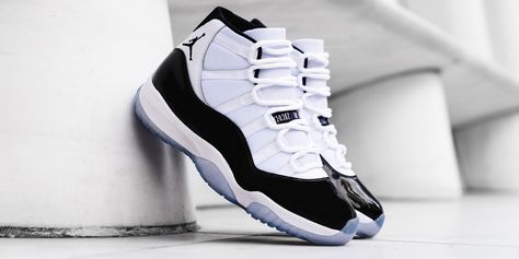 The AJ11 "Concord" Is Back Like 45 in This Week's Footwear Drops Retro 11 Concord, Air Jordan 11 Concord, Retro Jordans, School Wishlist, Jordan 11 Outfit Women, Jordan 11 Concord, Nike Air Jordan Shoes, Jordan Retro 11, Shiny Shoes