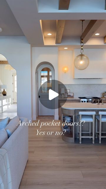 Becki Owens on Instagram: "Arched pocket door in our #rosemaryproject pantry - love the clear glass and reeded detail!  Do you like pocket doors??

Build @splitrockcustomhomes 
Arch @stevetiek" Arch Pocket Door, Archway Interior, Arched Pocket Doors, Glass Pocket Doors Interior, Arched Pocket Door, Becki Owens Design, Glass Pocket Door, Glass Pocket Doors, Millwork Details