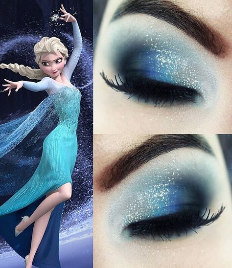 Let it Go ❄️❄️❄️ Elsa Frozen Makeup Look, Elsa Inspired Makeup, Frozen Make Up, Frozen Makeup Look, Frozen Elsa Makeup, Disney Makeup Ideas, Shadow Fashion, Elsa Makeup, Disney Eye Makeup