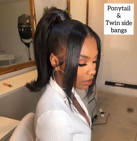 Medium Hair Ponytail, Easy Hairstyles For Short Hair, Baddie Hair, Short Hair Ponytail, Short Ponytail, Sleek Ponytail Hairstyles, Black Ponytail Hairstyles, Short Hairdos, Natural Hair Styles Easy