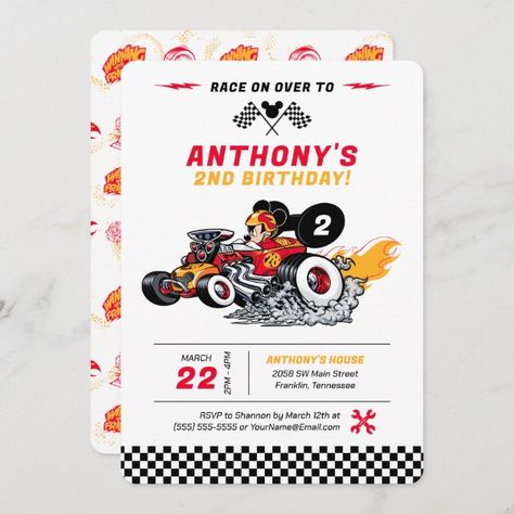 Mickey Mouse Roadster Racers Birthday Invitation Mickey Racers Birthday Party, Mickey Mouse Racers Birthday, Mickey And The Roadster Racers Party, Mickey Mouse Roadster Racers Birthday, Mickey Mouse Roadster Racers, Roadster Racers Birthday, Mickey Roadster Racers Party, Mickey Roadster Racers Birthday, Mickey Roadster Racers