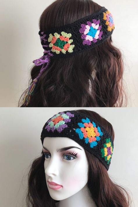 granny square headband
boho headband
crochet hari accessories Crochet Granny Square Ear Warmer, Granny Square Ear Warmer, Crochet Headband Granny Square, Granny Square Headband Pattern, Crochet Granny Square Headband, Bandanas Crochet, Granny Square Headband, Granny Square Bandana, Crochet Ideas For Beginners