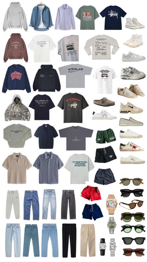 3 Day Outfit Packing, Capsule Wardrobe Men Streetwear, Capsule Wardrobe Streetwear, Capsule Wardrobe 2024 Men, Mens Basic Wardrobe Essentials, Basic Guy Outfits, Basic Boy Outfit, Capsule Wardrobe For Men, Bf Fits