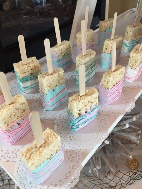 Two Sweet Birthday Party Snacks, Desserts For 1st Birthday Party, Pastel Party Snacks, Mermaid Ideas Party, 2 Sweet Birthday Party Dessert Tables, Sweet One Rice Krispies, Pastel Color Dessert Table, Pastel Treats Desserts, Unicorn Birthday Party Desserts