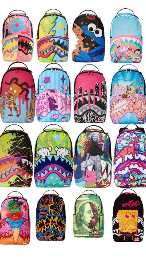 Sprayground Backpack, Pretty Backpacks, Cute Backpacks For School, School Backpack Essentials, Spray Ground, Halloween Wallpaper Cute, Stylish School Bags, School Bag Essentials, My Style Bags