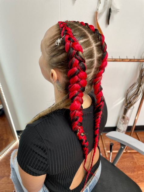 French Braids With Extensions, 2 Braids Hairstyles, How To French Braid, Pink Hair Extensions, Two French Braids, Weave Hairstyles Braided, 2 Braids, Color Extensions, Hot Pink Hair