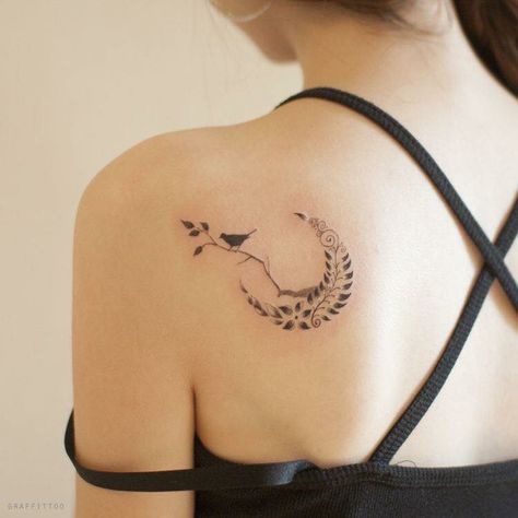 Moon Half Moon Tattoo, Girls With Sleeve Tattoos, Tattoo Minimalist, Moon Tattoo Designs, Inspiration Tattoos, Bird Tattoo, Unique Tattoo Designs, Tattoo Cover, Tattoo Designs And Meanings