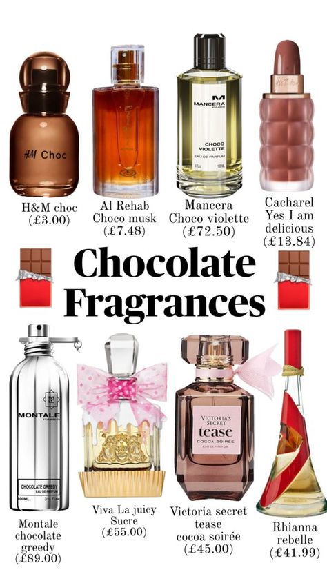 Chocolate Perfume, Perfume Hacks, Fragrance Lab, Fragrances Perfume Woman, Perfume Collection Fragrance, Perfume Scents, Perfume Design, Perfume Lover, Bath And Body Care