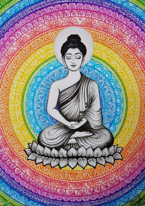 Goutam Budhha Purnima Colorful Mandala Unique Mandala Drawing Colour, Unique Mandala Drawing, Colourful Mandala Art, Colorful Mandala Art, Colourful Mandala, Buddha Mandala, Colorful Mandala, Mandala Design Pattern, Mandala Art Lesson