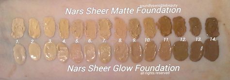 Nars Sheer Glow Foundation Nars Sheer Glow Foundation Swatches, Nars Sheer Glow Swatches, Nars Foundation Shades, Nars Foundation, Nars Sheer Glow Foundation, Nars Sheer Glow, Foundation Swatches, Combo Skin, Glow Foundation