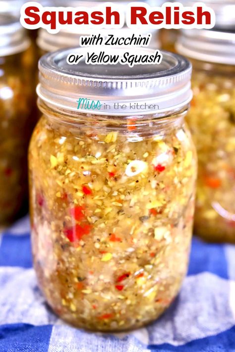 Squash Relish is a great way to preserve your summer squash or zucchini to enjoy all year long. It makes a great addition to so many meals and adds great flavor to your favorite sandwich spreads. Garden Squash Recipes, Yellow Squash Recipes To Freeze, What To Do With Summer Squash, Canning Squash Recipes, How To Can Squash, Canning Recipes For Yellow Squash, How To Preserve Squash, Yellow Squash Canning Recipes, Canned Squash Recipes