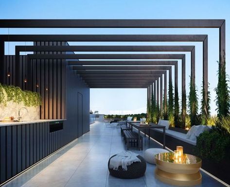 معطر جو, Rooftop Restaurant Design, Roof Terrace Design, Roof Garden Design, Rooftop Terrace Design, Rooftop Design, Modern Backyard Landscaping, Lan Can, Patio Roof