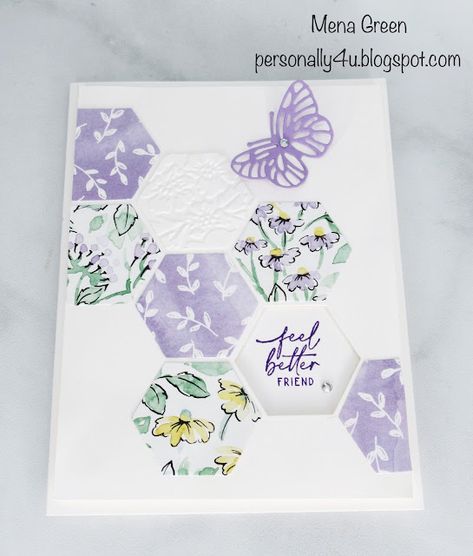 Personally Yours: Beautiful Shapes Dies with Hand-Penned Designer Series Paper Hand Penned Petals, Front Layers, Hexagon Cards, Scrappy Cards, Quilt Cards, Paper Embellishments, Birthday Card Craft, Beautiful Shapes, Shaped Cards