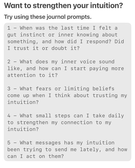 💃 Your greatest gift isn’t what you’ve been taught to rely on—it’s your intuition. As we grow up, we start leaning more on logic and less on that gut feeling, especially after age 7 when school and society start pushing facts over instinct. 🥺 But here’s the thing—your intuition is still there, just waiting for you to tune back in. 💃 Here are three simple steps to start tuning back into your intuition: 🤫 Get Quiet - Find a moment of stillness each day, whether through meditation, a few ... In Tune With Yourself, Memory Journal, Gut Feeling, Inner Voice, Limiting Beliefs, The Thing, Journal Prompts, Trust Me, Logic